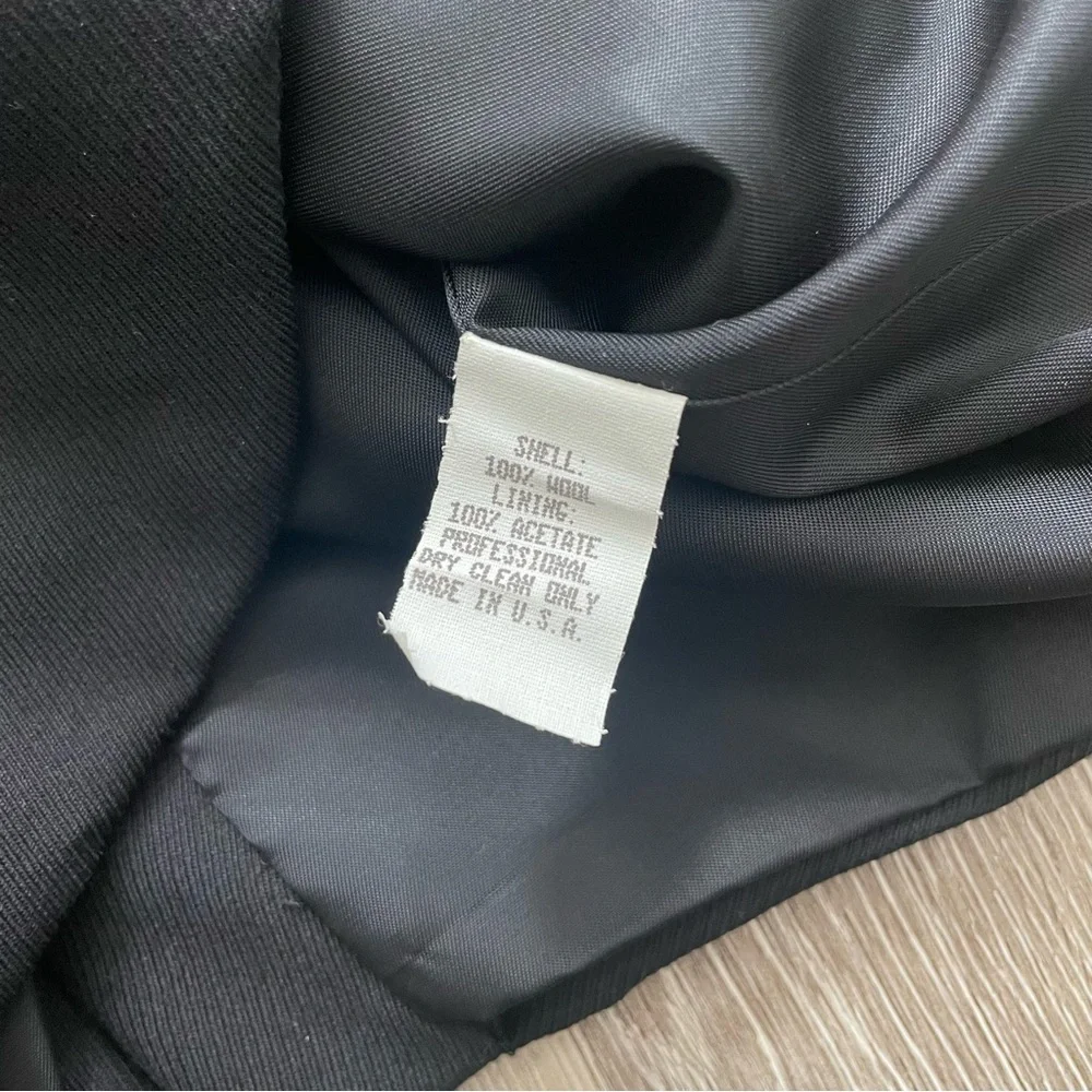 Vintage Henri Bendel Wool Blazer Jacket Black Pockets